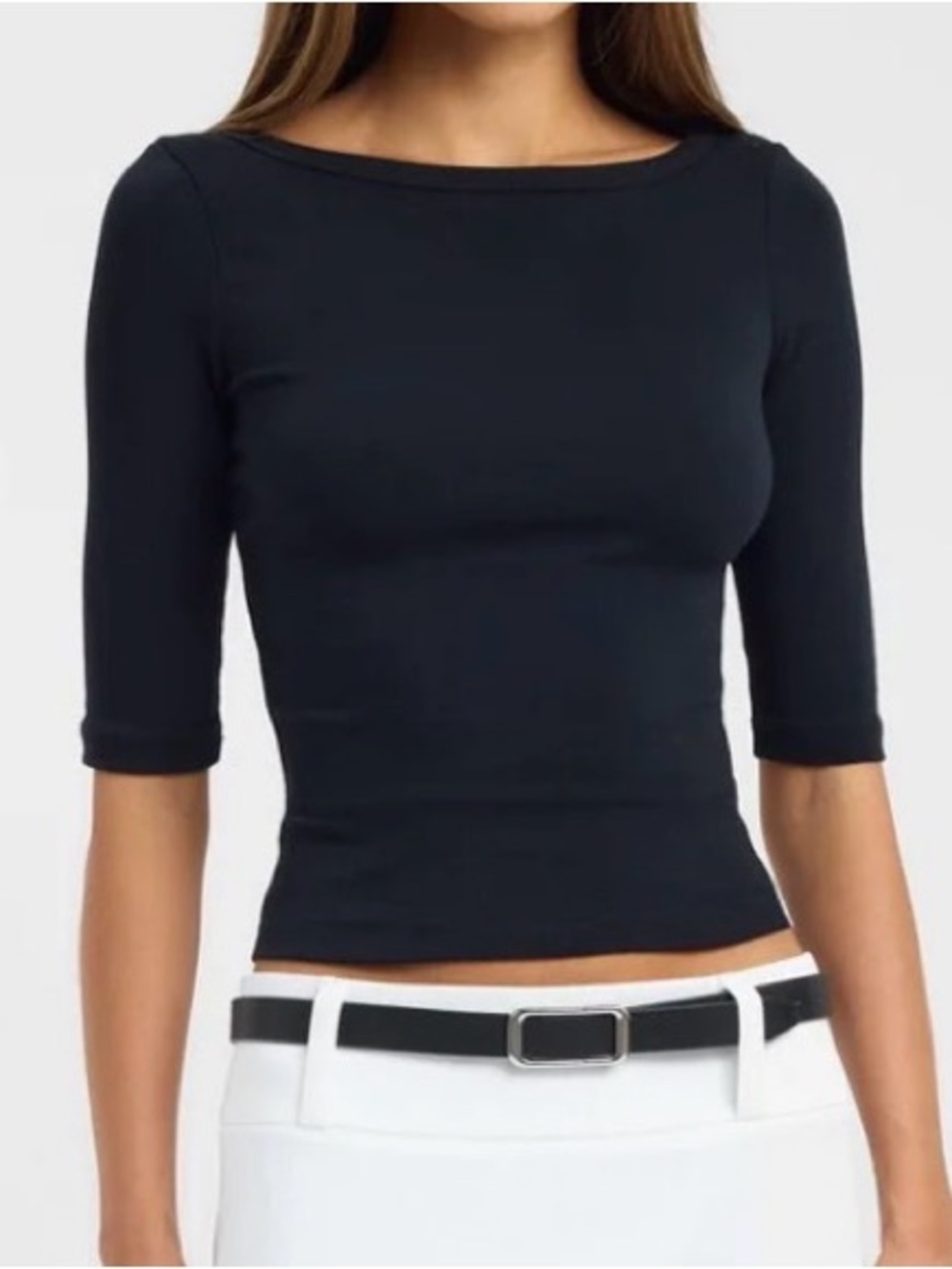 Zara Black Elbow-Sleeve Top